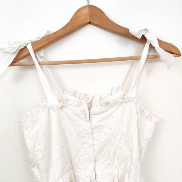 Candi Jones White Lace Shoulder Tie Peplum Midi Sundress XS - Picture 6 of 9